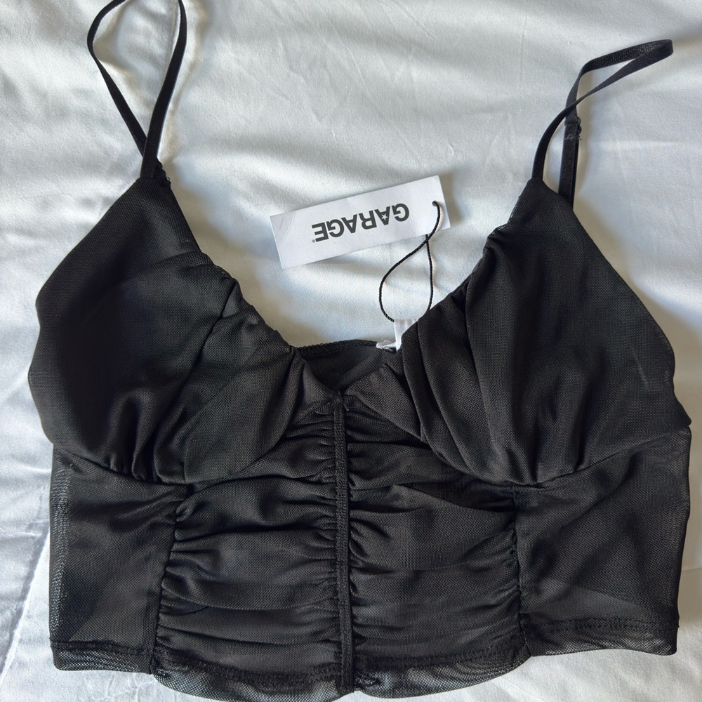 Garage Black Ruched Crop Top Size M